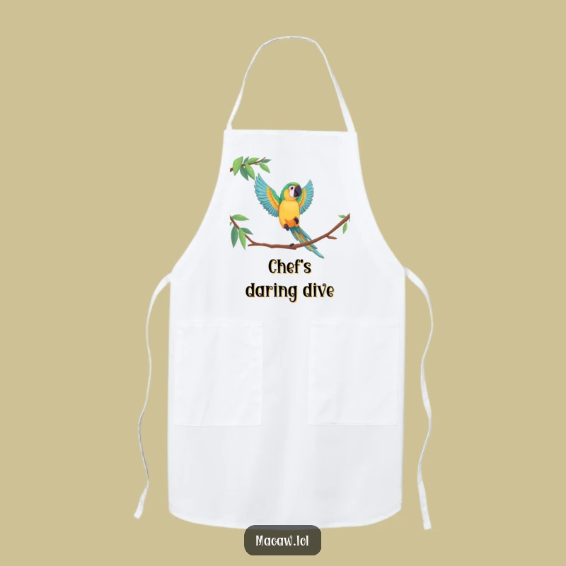 Funny Macaw Leap Apron, Kitchen Bird Acrobatics Chef Wear, Practical Funny Gift for Cooks