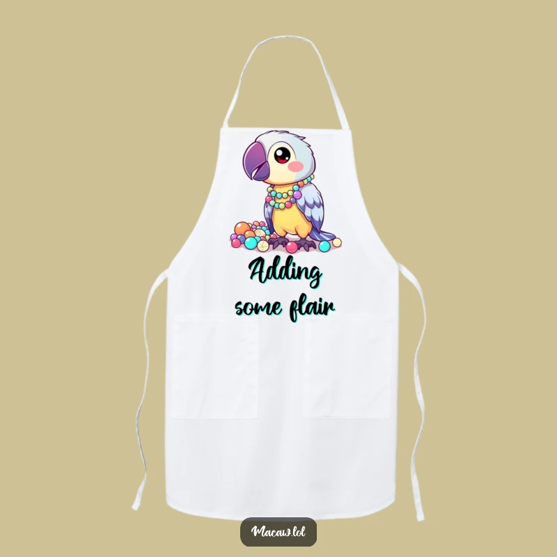 Funny Kawaii Macaw Apron: Bead Collector Style, Quirky Chef Gift