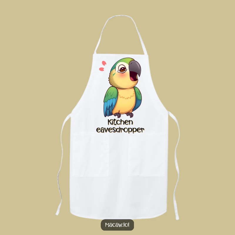 Funny Macaw Apron: Curious Mimicking Chef - Quirky Kitchen Gift!