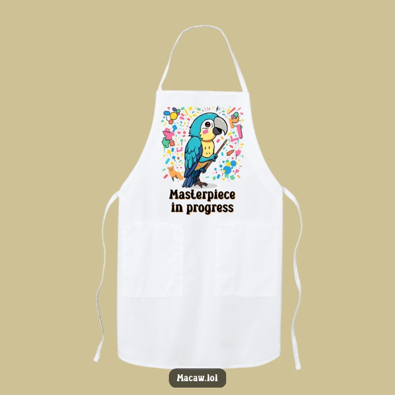 Funny Macaw Artist Apron - Chaotic Mural Kitchen Fun
