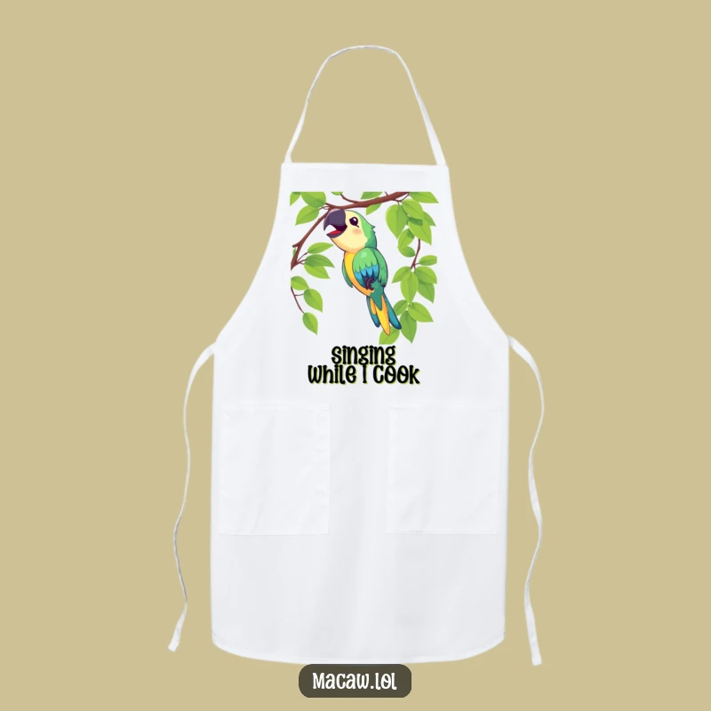 Funny Macaw Swinging Apron - Joyful Chef Gift, Kitchen Tunes