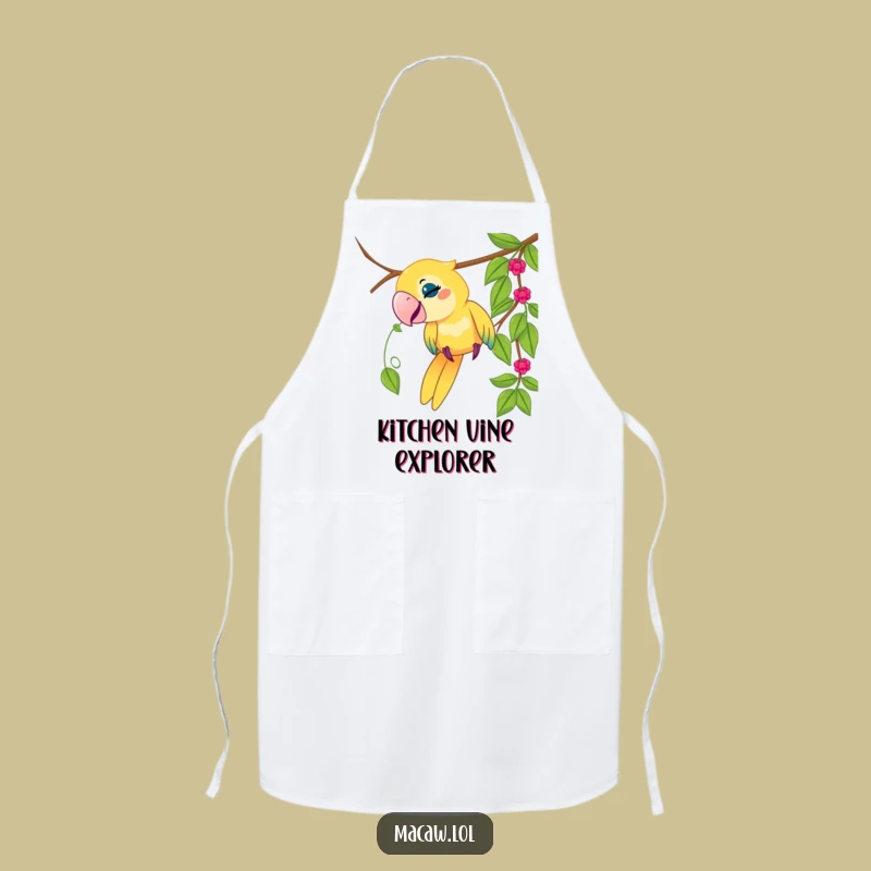 Funny Macaw Vine Apron: Playful Bird's Jungle Kitchen Style, Great Funny Gift