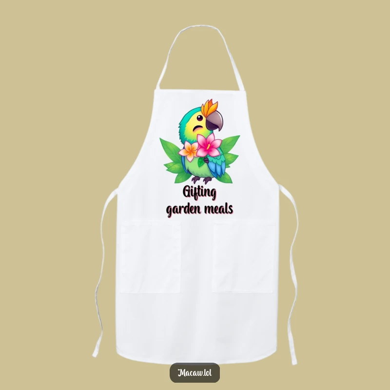 Funny Macaw Flower Apron - Tropical Chef Gift, Garden Party Fun