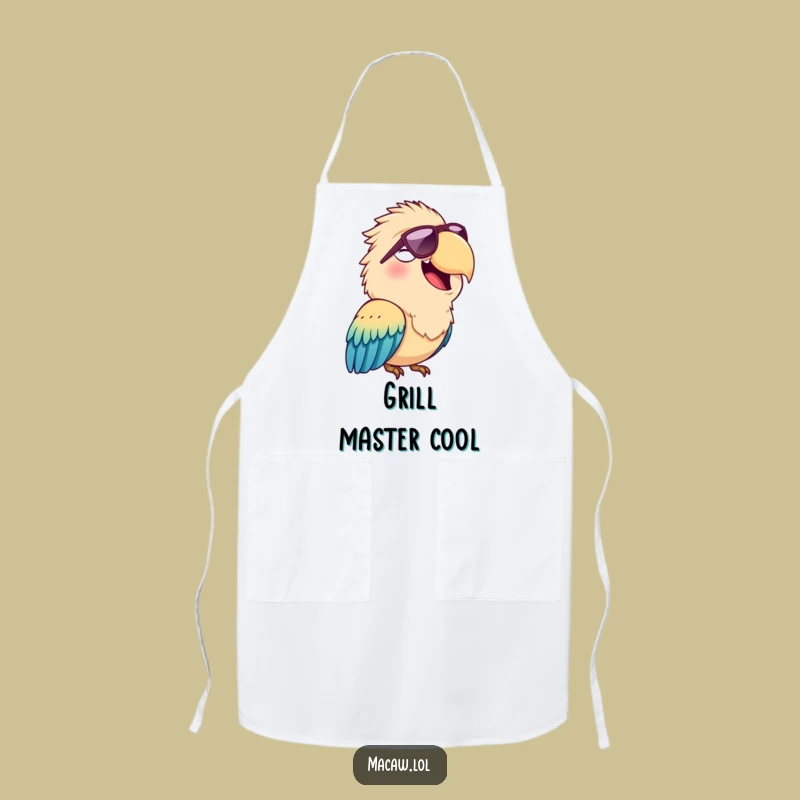 Funny Sunglasses Macaw Apron: Cool Chef Bird Squawking Gift
