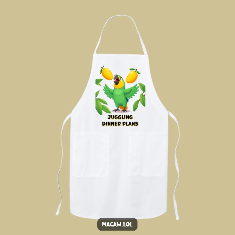 Funny Macaw Juggling Apron - Tropical Chef Gift, Kitchen Laughs
