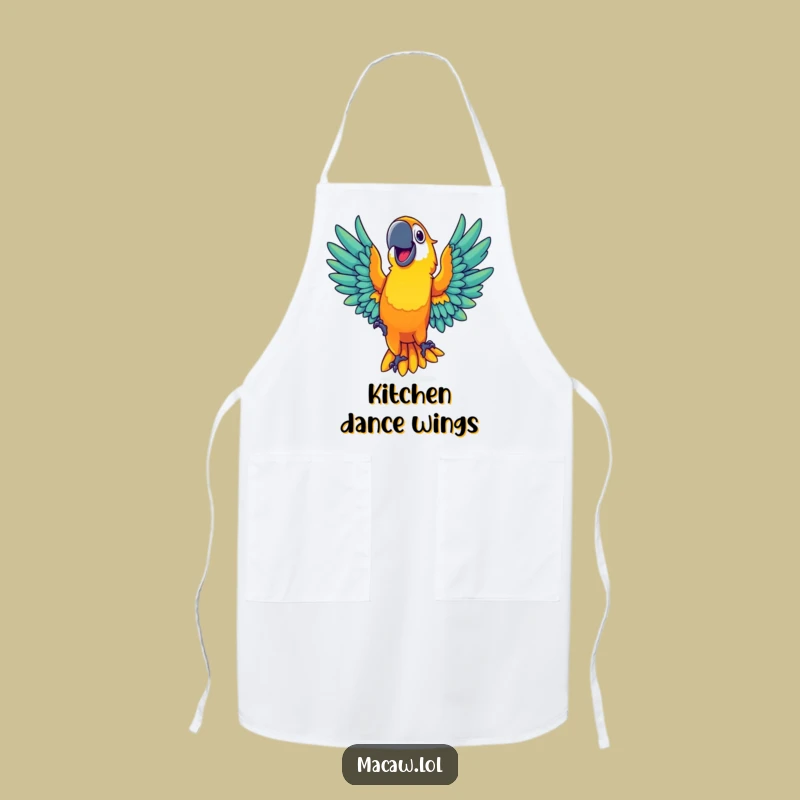 Funny Dancing Macaw Apron: Cook with Vibrant Fun & Avian Flair