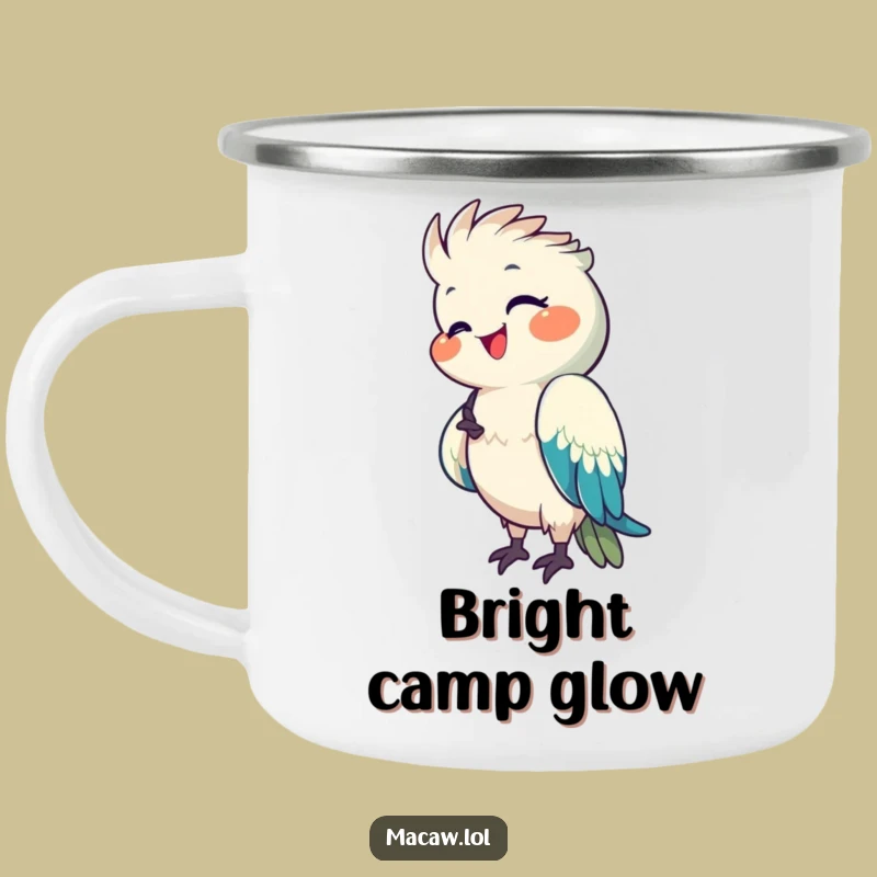 Funny Macaw Camping Mug: Happy Preening Bird - Tropical Gift!