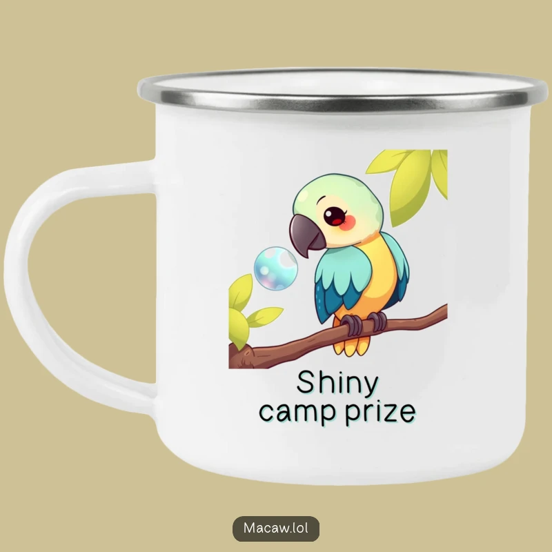 Funny Kawaii Macaw Camping Mug: Outdoor Curiosity, Great Shiny Gift