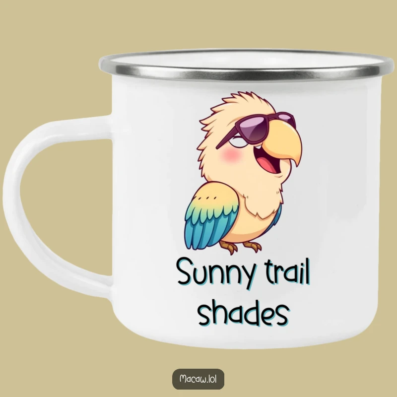 Funny Sunglasses Macaw Camping Mug: Cool Bird Squawking Outdoor Gift