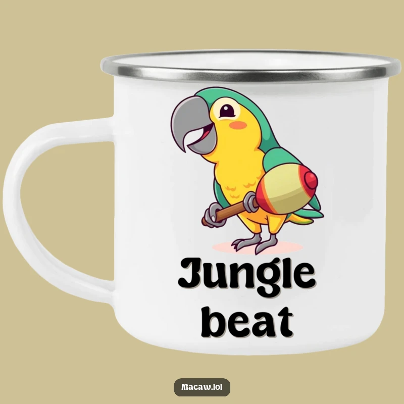 Funny Macaw Maraca Camping Mug - Hilarious Tropical Bird Adventure Gift