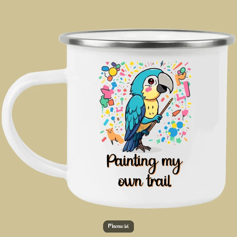 Funny Macaw Artist Camping Mug - Outdoor Mural Cup
