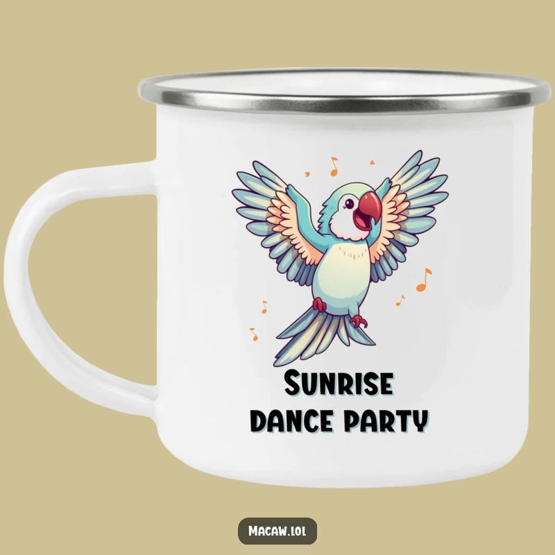 Funny Dancing Macaw Camping Mug: Music Adventure Cup, Gift