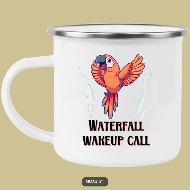 Funny Outdoor Energetic Macaw Camping Mug, Dive into Adventure