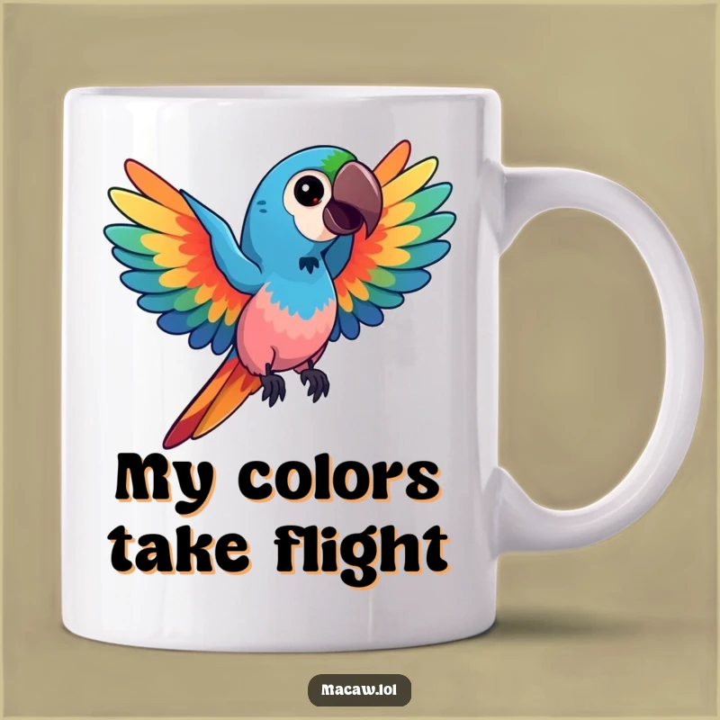 Funny Kawaii Macaw Mug: Vibrant Bird Art, Perfect Colorful Gift