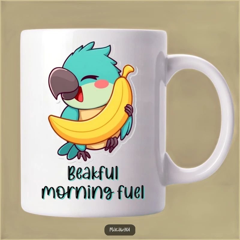 Funny Macaw Banana Balancing Mug: A Cheeky Bird's Hilarious Gift Idea
