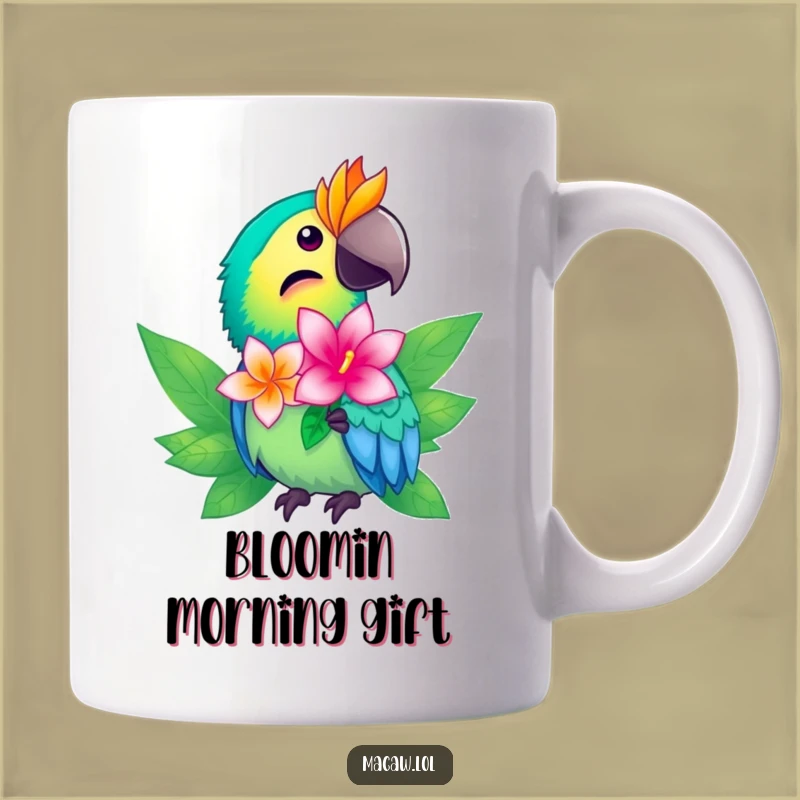 Funny Macaw Flower Offering Mug - Vibrant Bird Gift, Perfect for Nature Lovers