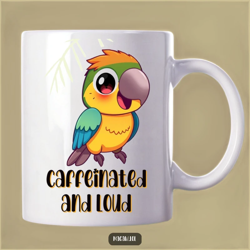 Funny Macaw Mug: Happy Squawking Bird Design, Perfect Funny Gift Idea