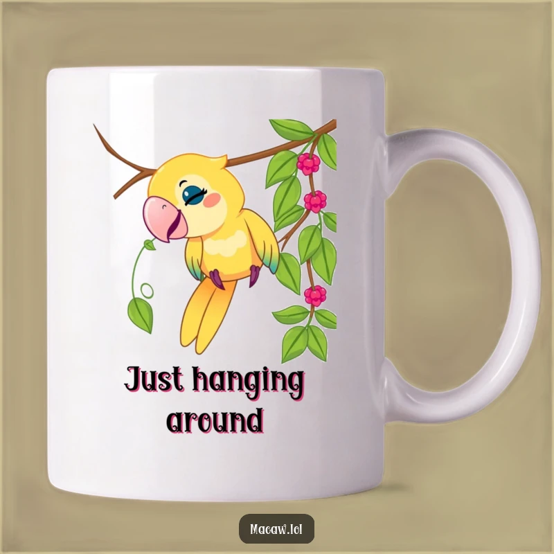 Funny Macaw Vine Mug: Playful Bird's Jungle Antics, The Ultimate Funny Gift