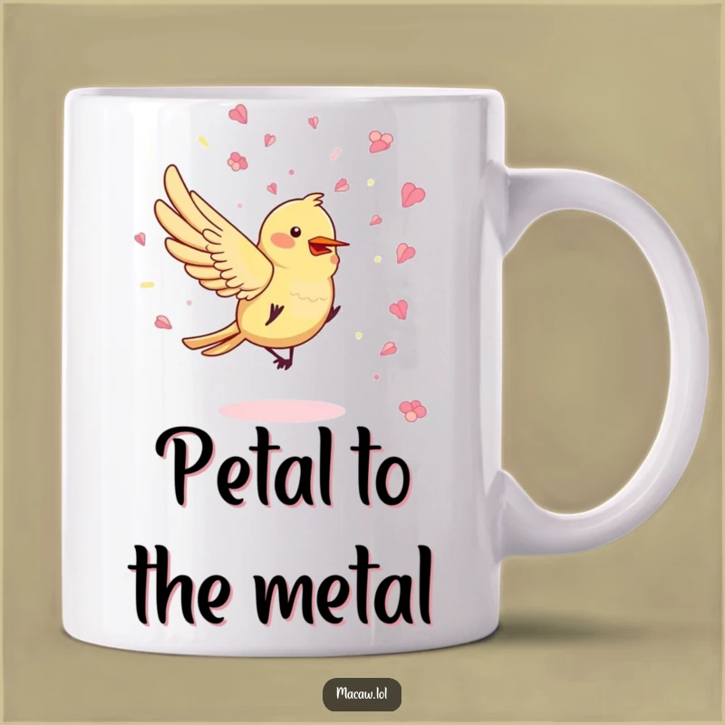 Funny Petal Party Bird Mug: Playful Confetti Thrower, Perfect Funny Gift