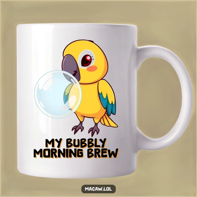 Funny Determined Macaw Bubble Mug - Hilarious Gift for Aspiring Bubble Blowers