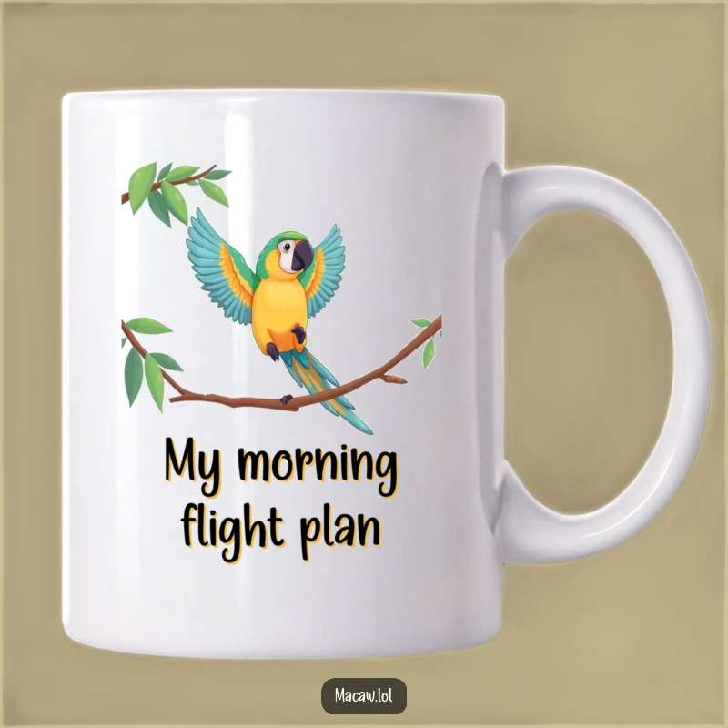 Funny Macaw Leap Mug, Hilarious Bird Acrobatics, Perfect Funny Gift for Bird Lovers