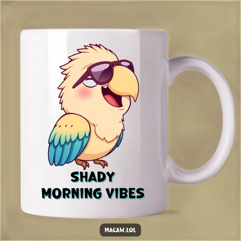 Funny Sunglasses Macaw Mug: Cheerful Bird Squawking Cool Gift