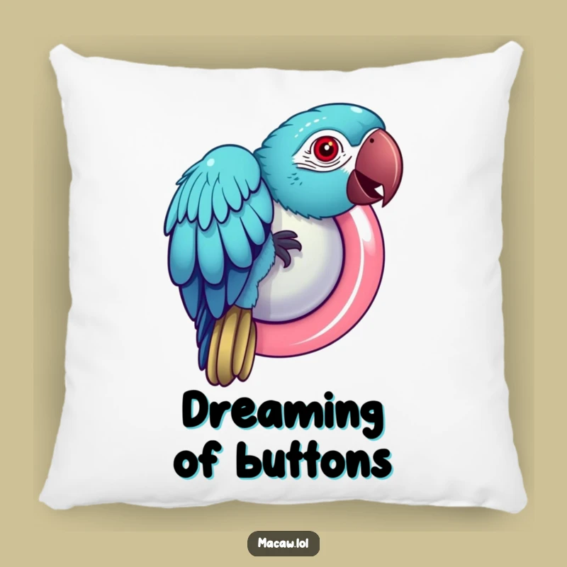Funny Macaw Button Pillow: Comfy Cushion for Playful Decor