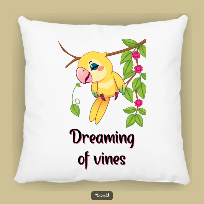 Funny Macaw Vine Pillow: Cozy Jungle Fun with Playful Bird, Adorable Funny Gift