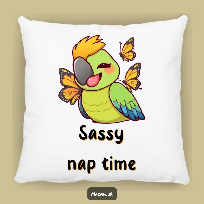 Funny Cheeky Macaw Tongue Out Pillow - Comfy & Mischievous Decor