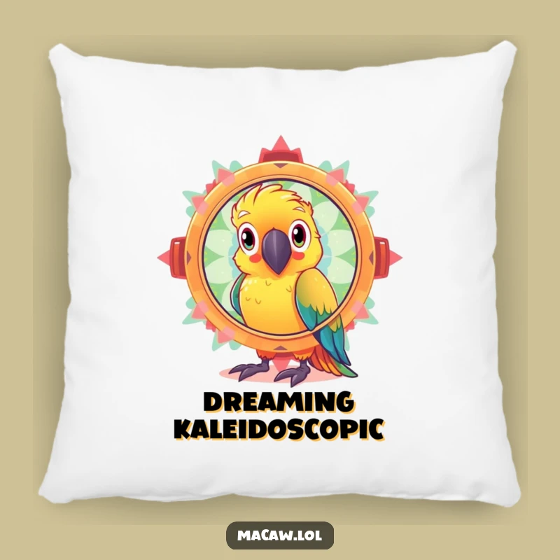 Funny Kaleidoscope Macaw Pillow: Soft, Curious Bird Accent Gift