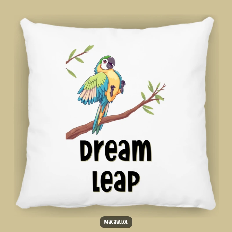 Funny Macaw Acrobat Pillow - Dramatic Bird Leap Decor Gift