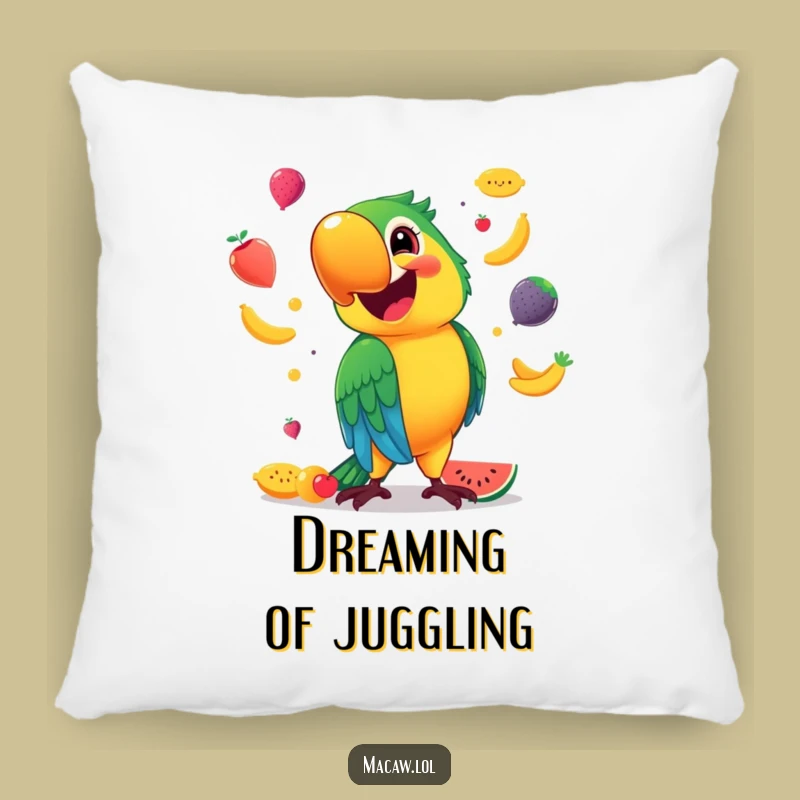 Funny Macaw Pillow: Smiling Juggler, Comfy Accent, Cozy Gift