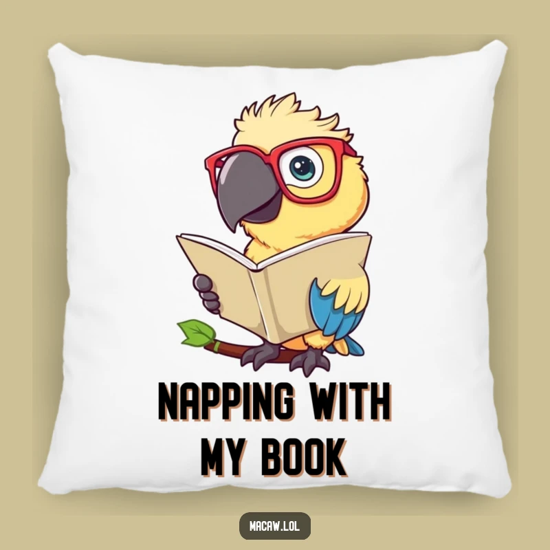 Funny Macaw Scholar Pillow: Comfy Cushion for Intellectual Comfort