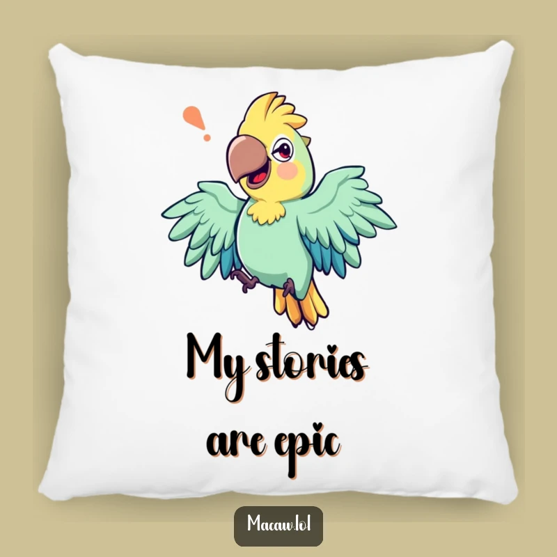 Funny Storyteller Macaw Pillow: Cuddle up with tales, a soft and humorous funny gift.