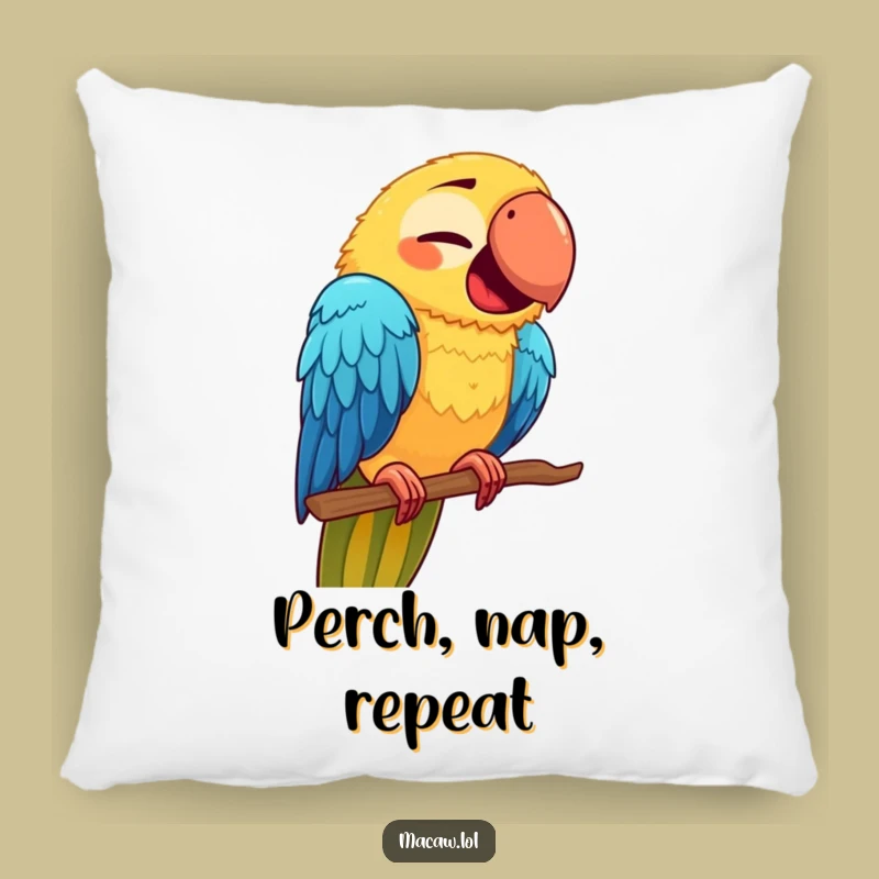 Funny Macaw Face Pillow: Cozy Up with a Quirky Bird's Hilarious Expression!