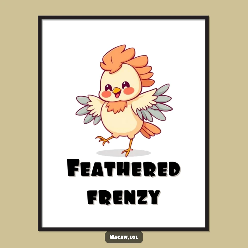 Funny Jigging Bird Digital Art: Dancing Bird with Silly Grin, Instant Download