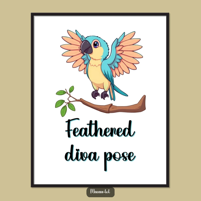 Funny Dramatic Macaw Digital Art: Posed Bird's Grand Display Download