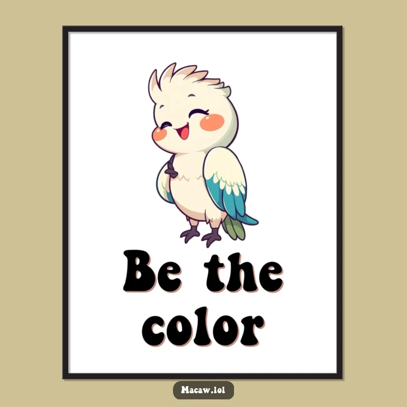 Funny Macaw Art: Happy Preening Bird - Vibrant Print Gift!
