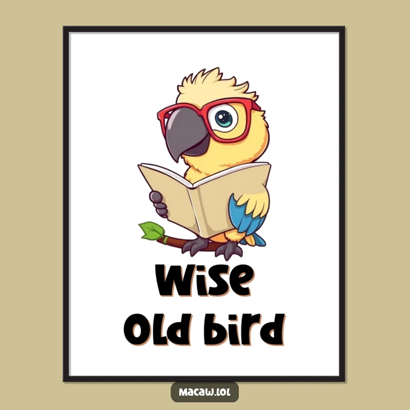 Funny Macaw Scholar Digital Art: Instant Intellectual Wall Decor