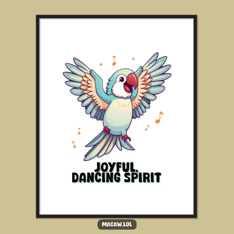 Funny Dancing Macaw Digital Art: Music Vibe, Instant Decor Gift