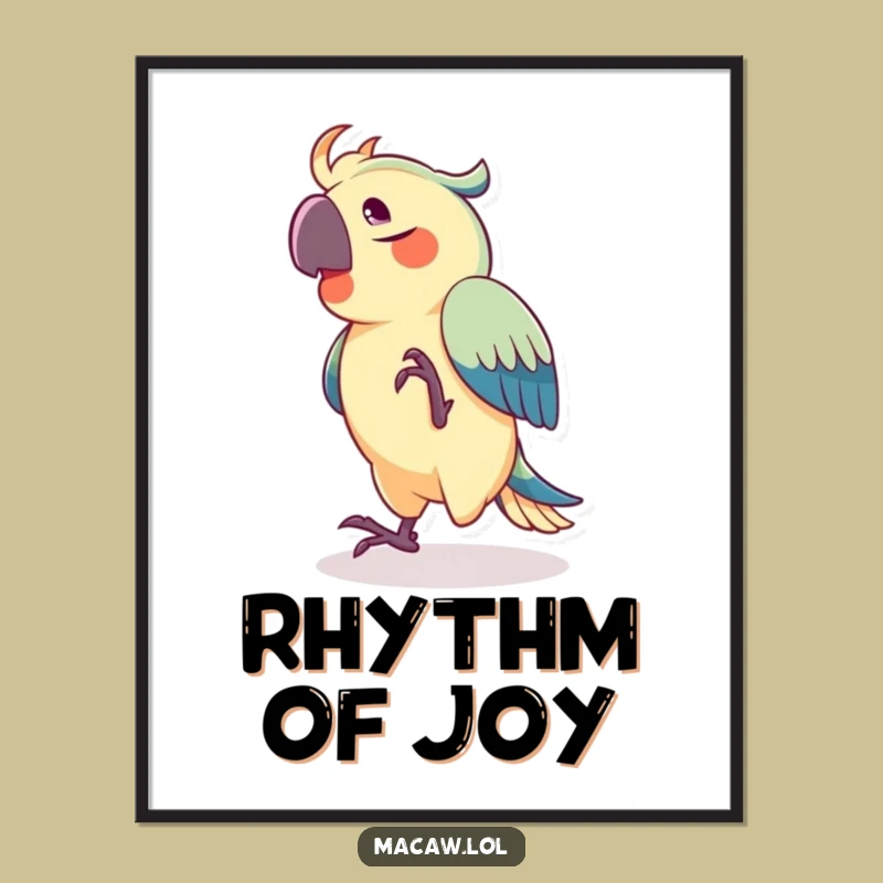 Funny Joyful Macaw Digital Print, Vibrant Dance Art for Instant Decor