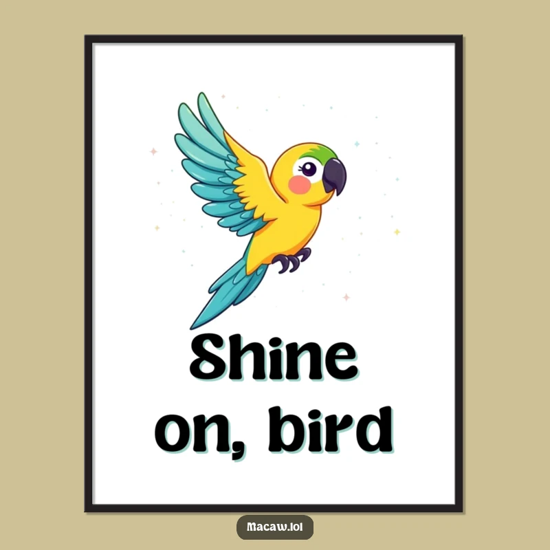 Funny Macaw Glitter Digital Art Print: Instant Hilarious Sparkle for Your Space