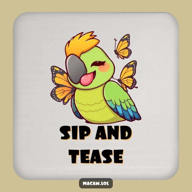 Funny Cheeky Macaw Tongue Out Coasters - Playful Protection for Surfaces