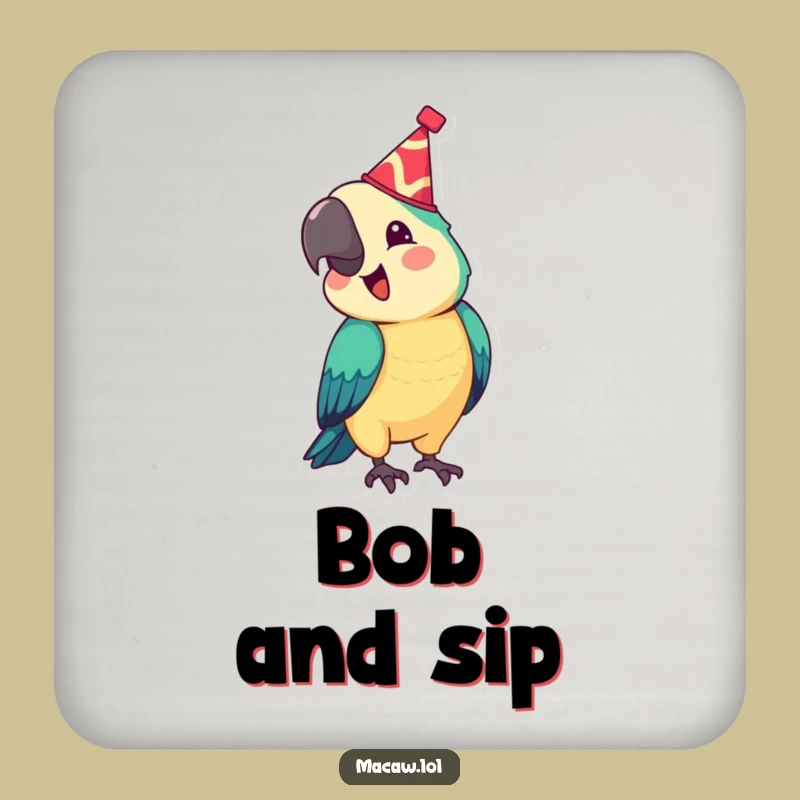 Funny Festive Macaw Coaster: Protect Surfaces with Party Flair