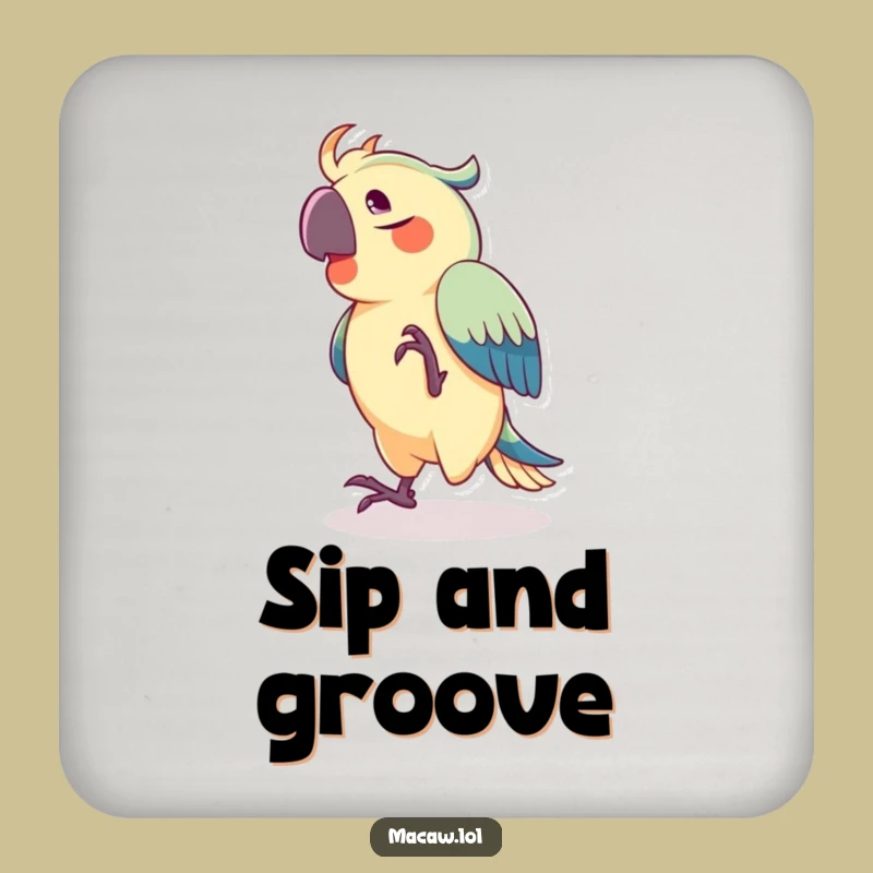 Funny Joyful Macaw Coaster Set, Protect Surfaces with Dance