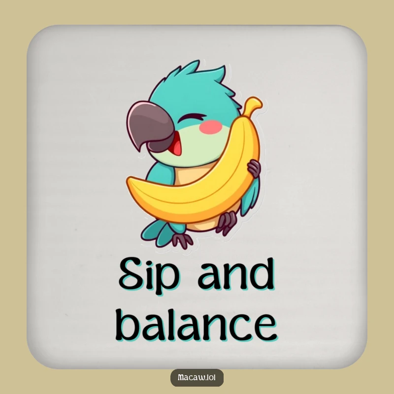 Funny Macaw Banana Balancing Coaster: Protect Surfaces with Humor