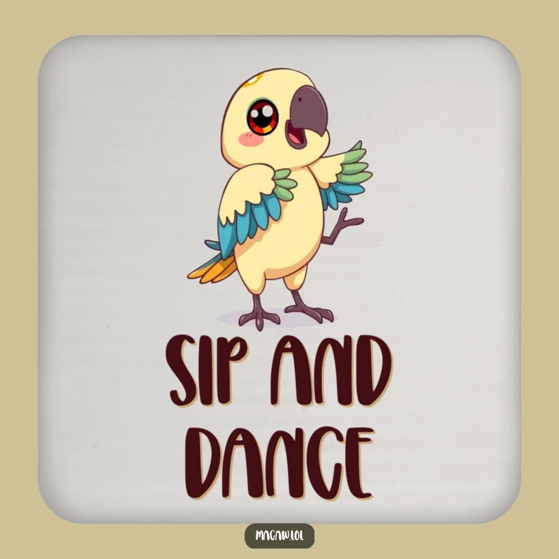 Funny Macaw Dancing Coaster - Happy Bird Gift, Protect Surfaces