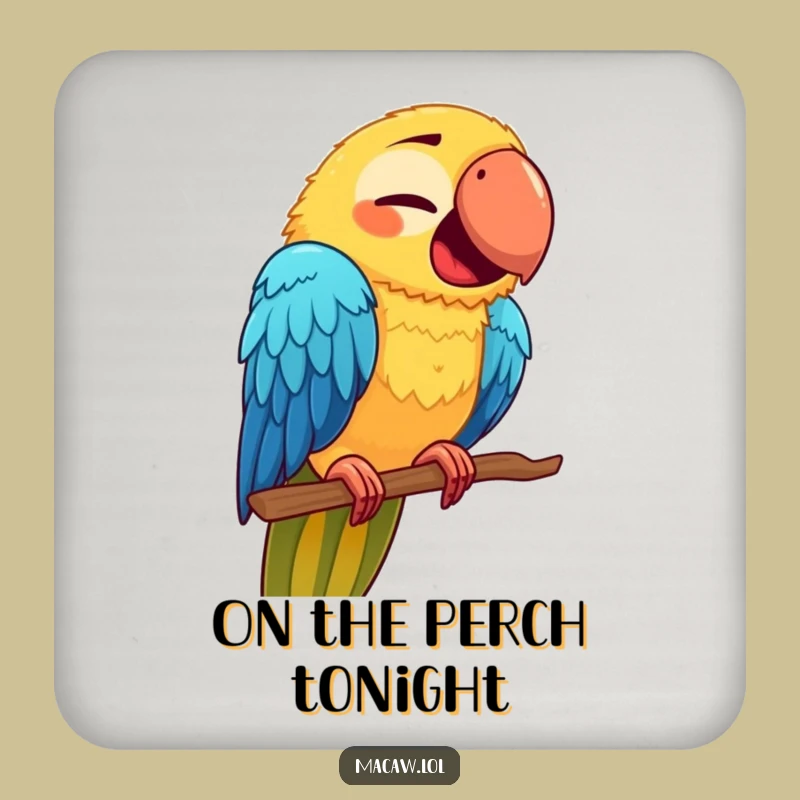 Funny Macaw Face Coaster: Protect Surfaces with a Quirky Bird's Hilarious Face!