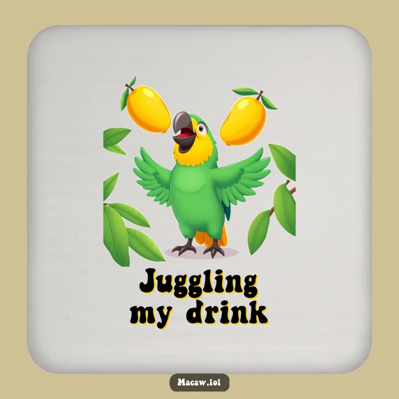 Funny Macaw Juggling Coaster - Tropical Bird Gift, Protect Surfaces