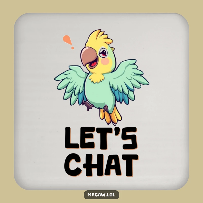 Funny Storyteller Macaw Coaster: Protect surfaces with drama, a delightful funny gift.